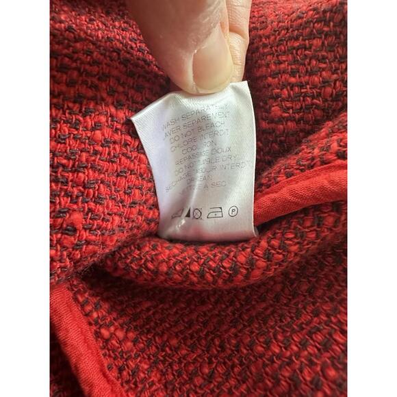 IRO Agnette Knit Zip Tweed Jacket Womens 1 Red Distressed Preppy Money Grunge - Picture 9 of 9